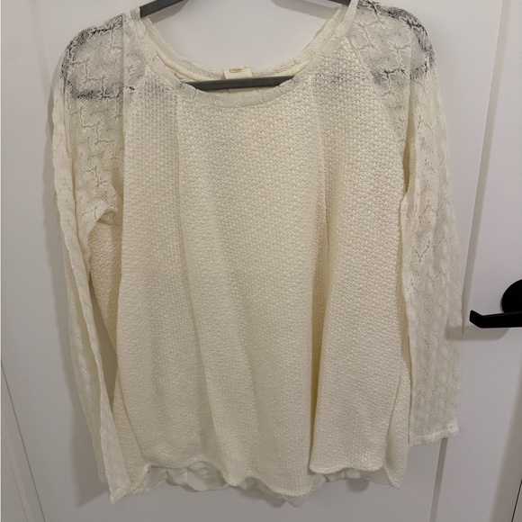 One September Tops - One September Anthropologie Cream Lace Boho Blouse XL Cottagecore Long Sleeve